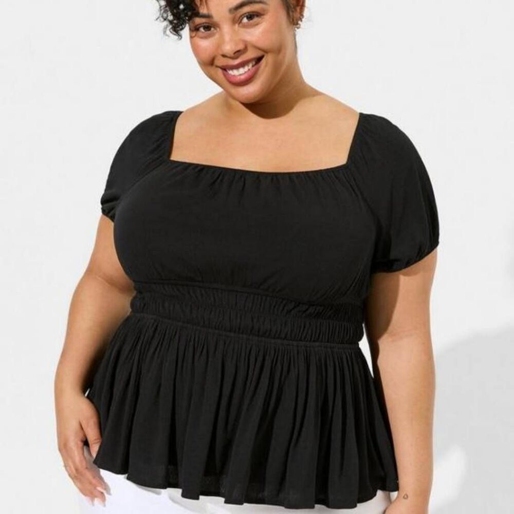 Torrid Women's Plus Size Criss Cross Back Peplum Top